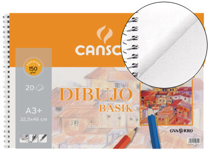 Bloc dibujo Canson Basik espiral A3 20h. 150g/m²